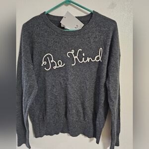 NWT "Be Kind" Magaschoni Cashmere long sleeve  charcoal womens large sweater